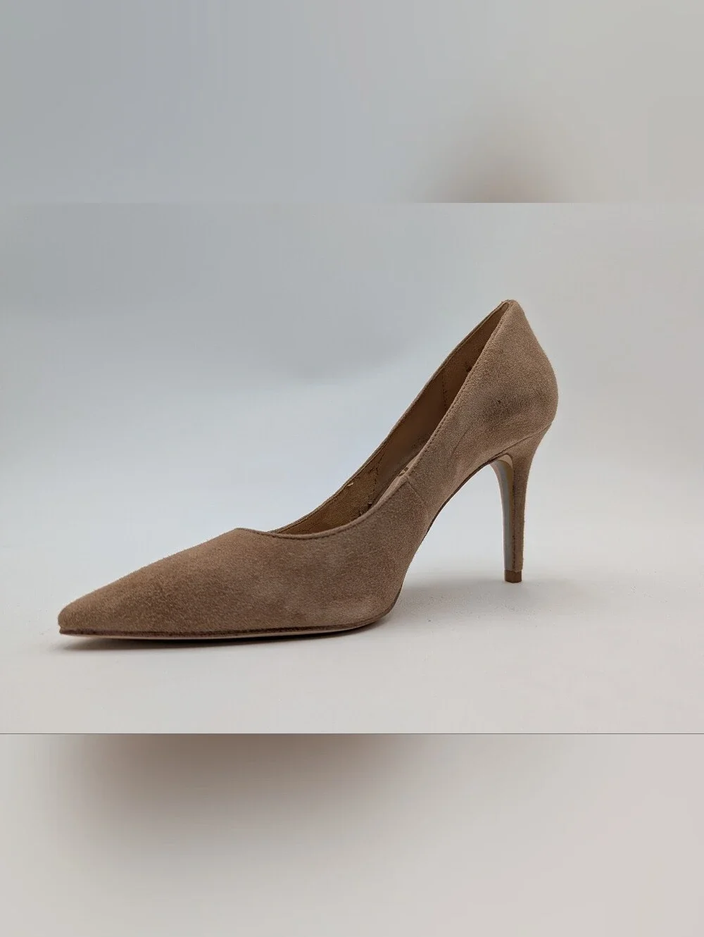 Sam Edelman Margie Sz 6 / EU 36 Suede Pointed Toe Stiletto Pump Warm Taupe Nude
